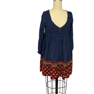 American Eagle Outfitters Blue and Red Patterned dress Top sz small